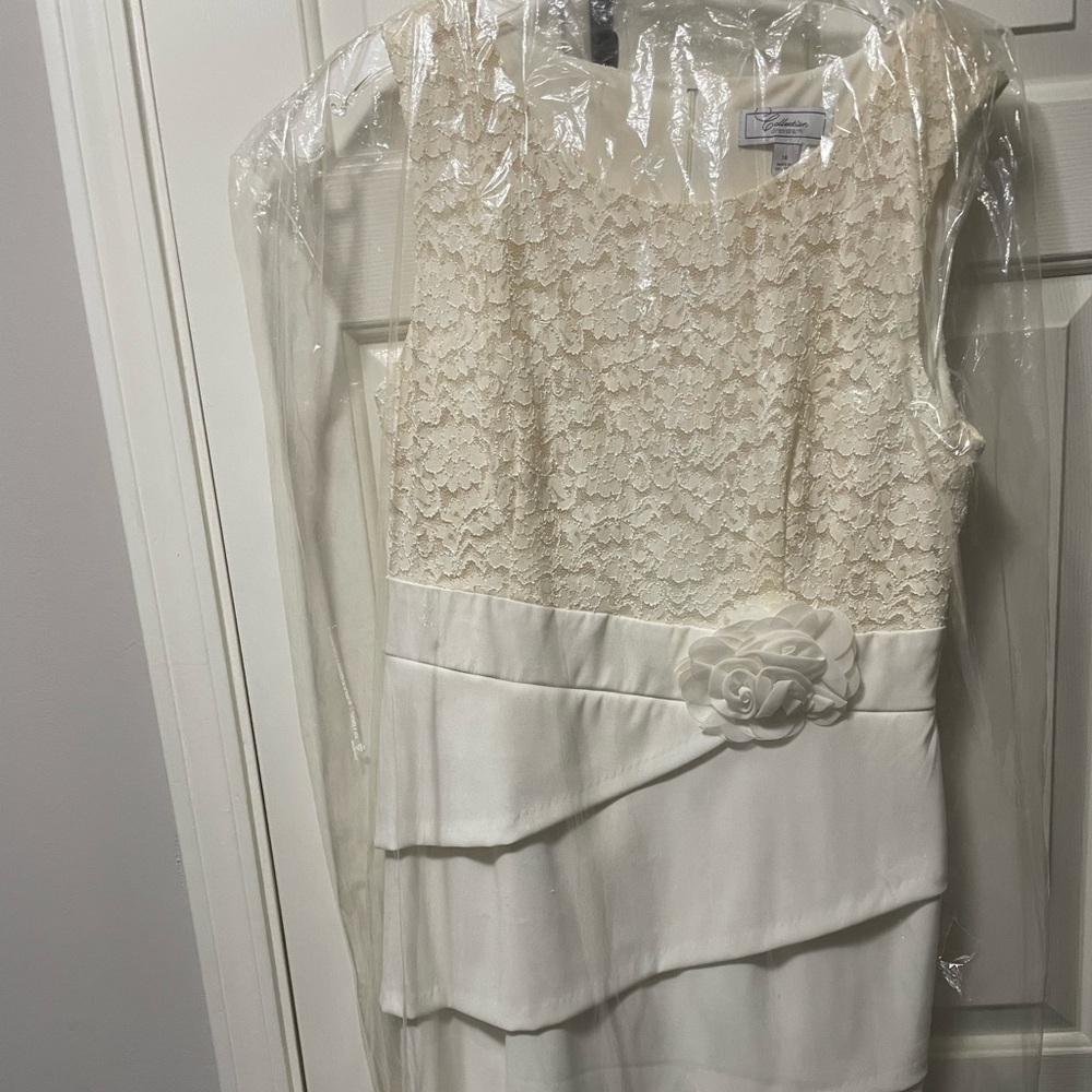 Dressbarn Cream Lace Dress Bridal Wedding Mother of Bride Mature Dress Size 14